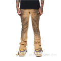 Patched Flare Distreded Ripped Man Jeans